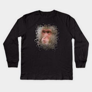 Digital Art - Snow Monkey Kids Long Sleeve T-Shirt